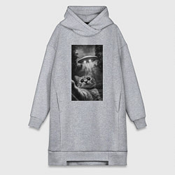 Женское худи-платье Котейка и НЛО, цвет: меланж