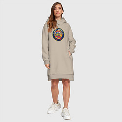 Женское худи-платье Skull skaters, цвет: миндальный — фото 2