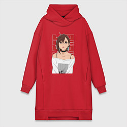 Женское худи-платье Дандадан: Момо, цвет: красный