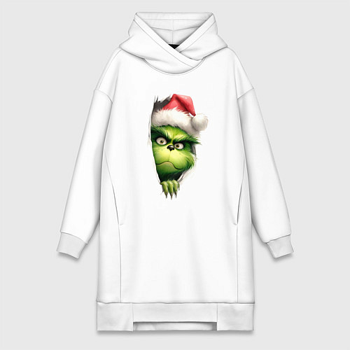 Женская толстовка-платье Гринч похититель рождества в ожидании нового года / Белый – фото 1
