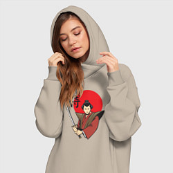 Женское худи-платье Гордый самурай, цвет: миндальный — фото 2