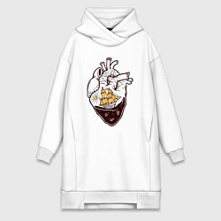 Женское худи-платье Сердце корабля, цвет: белый