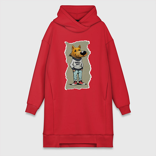 Женская толстовка-платье Чилловый пацык / Красный – фото 1
