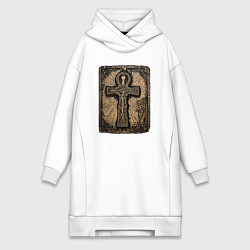 Женское худи-платье Египетский крест Анкх знак вечной жизни, цвет: белый