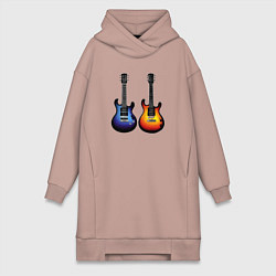 Женское худи-платье Яркие гитары, цвет: пыльно-розовый