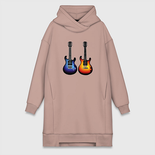 Женская толстовка-платье Яркие гитары / Пыльно-розовый – фото 1