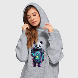 Женское худи-платье Крутой кибер панда, цвет: меланж — фото 2