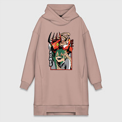 Женское худи-платье Человек-бензопила Пауэр пила, цвет: пыльно-розовый