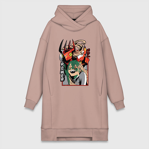Женская толстовка-платье Человек-бензопила Пауэр пила / Пыльно-розовый – фото 1