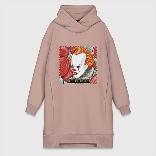Женская толстовка-платье Пиксельный Пеннивайз / Пыльно-розовый – фото 1