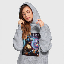 Женское худи-платье Mona Lisa on a virtual helmet, цвет: меланж — фото 2