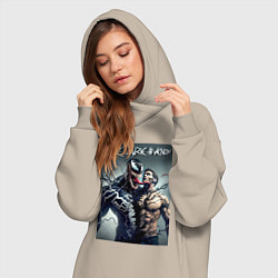 Женское худи-платье Eddie and Venom - ai art fantasy, цвет: миндальный — фото 2