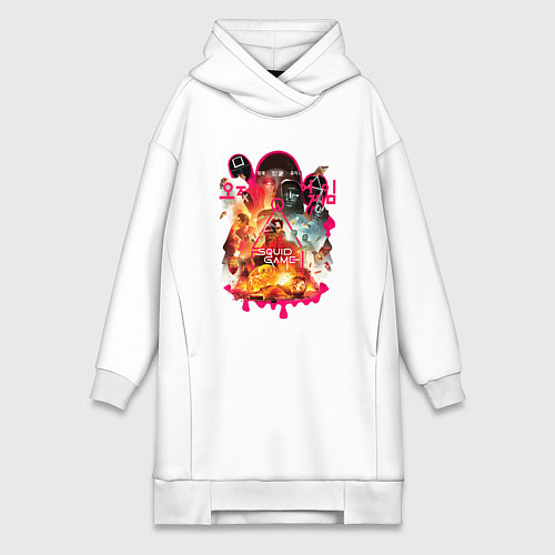 Женская толстовка-платье Игра в кальмара персонажи / Белый – фото 1