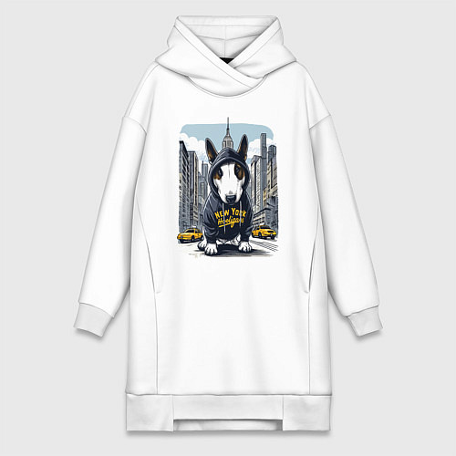 Женская толстовка-платье Булли - нью-йоркский хулиган / Белый – фото 1
