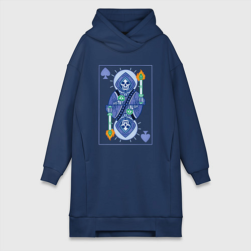 Женская толстовка-платье Игральная карта смерть со свечой / Тёмно-синий – фото 1