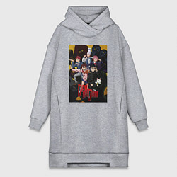 Женское худи-платье Дандадан: Все герои, цвет: меланж