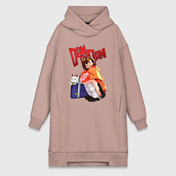 Женское худи-платье Момо Аясэ: Турбо Бабка, цвет: пыльно-розовый