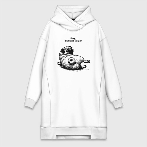 Женская толстовка-платье Мопс Валентин / Белый – фото 1