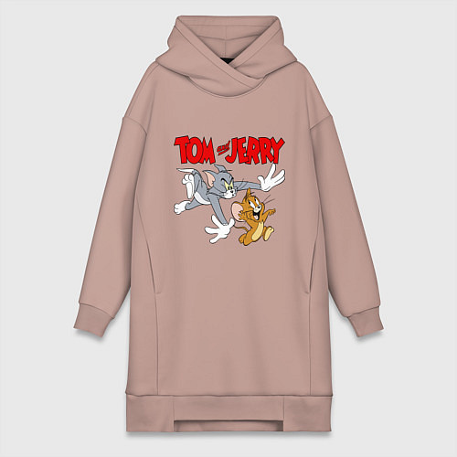 Женская толстовка-платье Том и Джерри - погоня / Пыльно-розовый – фото 1