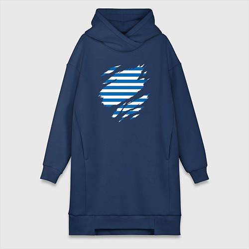 Женская толстовка-платье Порванная тельняшка / Тёмно-синий – фото 1