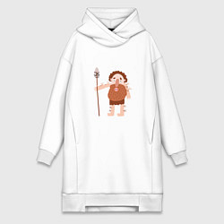 Женское худи-платье Пещерный человек, цвет: белый