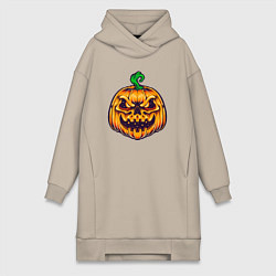 Женское худи-платье Halloween pumpkin, цвет: миндальный