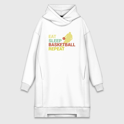 Женская толстовка-платье Еда сон баскетбол / Белый – фото 1