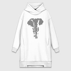 Женское худи-платье Африканский слон пуантель, цвет: белый
