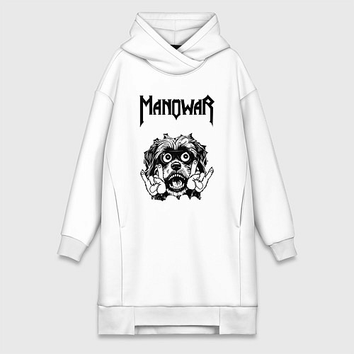 Женская толстовка-платье Manowar - rock dog / Белый – фото 1