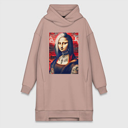 Женское худи-платье Мона Лиза - панк в татухах, цвет: пыльно-розовый