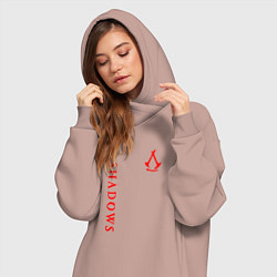 Женское худи-платье Assassins creed - shadows red, цвет: пыльно-розовый — фото 2