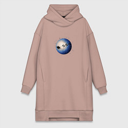 Женское худи-платье Санта на оленях - темный, цвет: пыльно-розовый