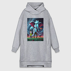 Женское худи-платье Слон похожий на Рика Санчеса - прикол, цвет: меланж