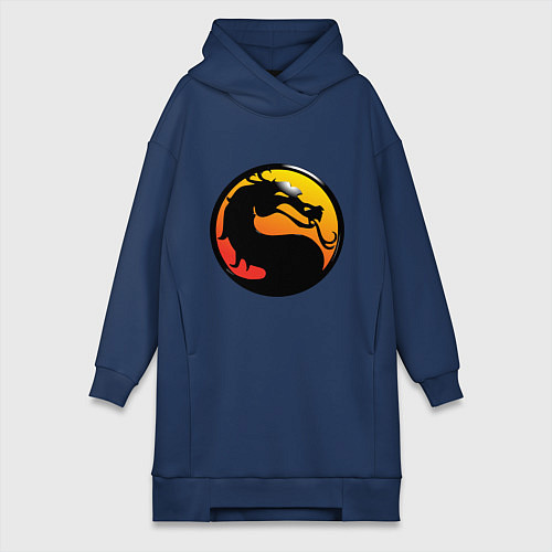 Женская толстовка-платье Mortal kombat logo / Тёмно-синий – фото 1