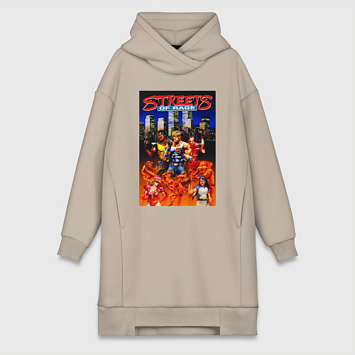 Женская толстовка-платье Streets of rage - bare knuckle / Миндальный – фото 1