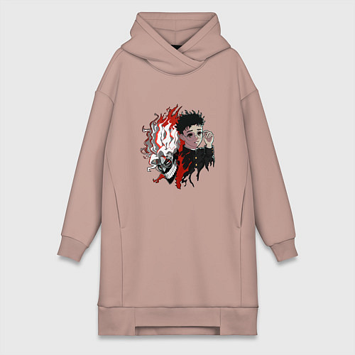 Женская толстовка-платье Дандадан: Окарун / Пыльно-розовый – фото 1