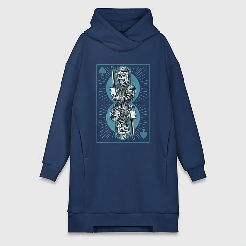Женская толстовка-платье Игральная карта со скелетом рыцарем / Тёмно-синий – фото 1