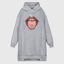Женское худи-платье Smiling lips, цвет: меланж