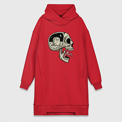 Женское худи-платье Крик черепа, цвет: красный