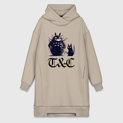 Женская толстовка-платье Totoro and black cat - anime