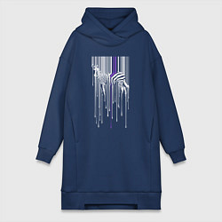 Женское худи-платье Штрихкод зебра, цвет: тёмно-синий