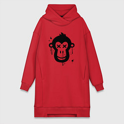 Женское худи-платье Чернильная обезьянка, цвет: красный