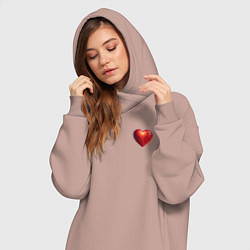 Женское худи-платье Сердечко любви, цвет: пыльно-розовый — фото 2