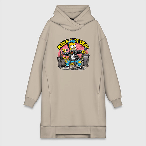Женская толстовка-платье Панк Гомер Симпсон - певец / Миндальный – фото 1