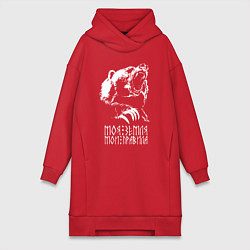 Женское худи-платье Моя земля мои правила: медведь, цвет: красный