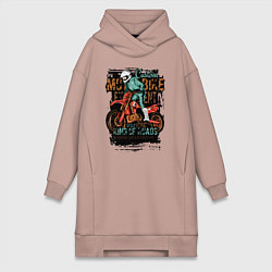 Женское худи-платье Кроссовый мотоцикл, цвет: пыльно-розовый