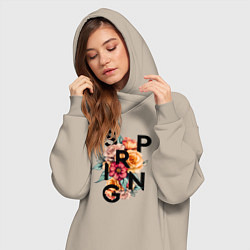 Женское худи-платье Spring flowers, цвет: миндальный — фото 2