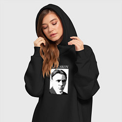 Женское худи-платье Михаил Булгаков портрет, цвет: черный — фото 2