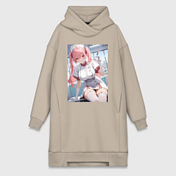 Женское худи-платье Медсестричка сделает тебе укол любви - пышная аним, цвет: миндальный