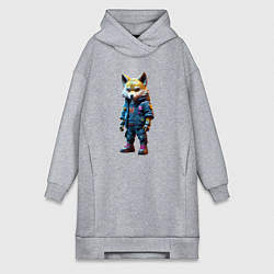 Женская толстовка-платье Уличный лисёнок - нейроарт
